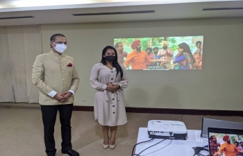 As part of Azadi ka Amrit Mahotsav, Embassy collaborated with H.E. Hermina Garcia Ron, Mayor of Sotillo to organize a non-commercial screening of a bollywood movie in Puerto La Cruz. Amb. Singh also met with Mr KP Babu, head of ONGC in Venezuela who briefed him on developments in Oil Sector